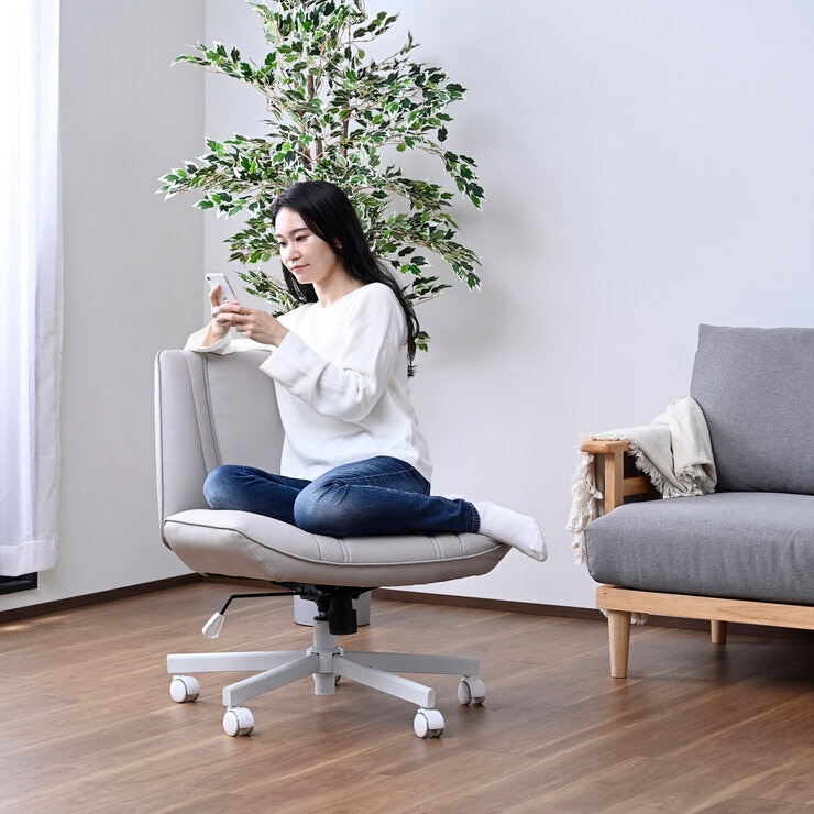 YAMAZEN ソファチェア あぐらがかける椅子 グレージュ