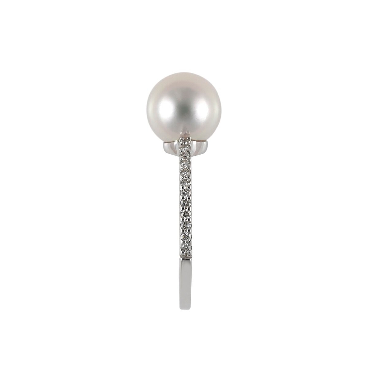 あこやパール 18K ホワイトゴールド パール 8.5mm & ダイヤモンド 0.20カラット リング
