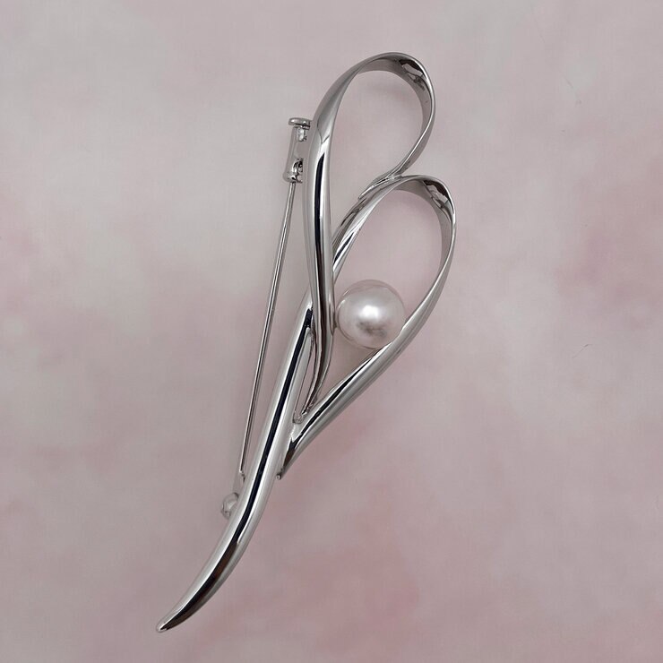 あこやパール 7.5mm シルバーブローチ
