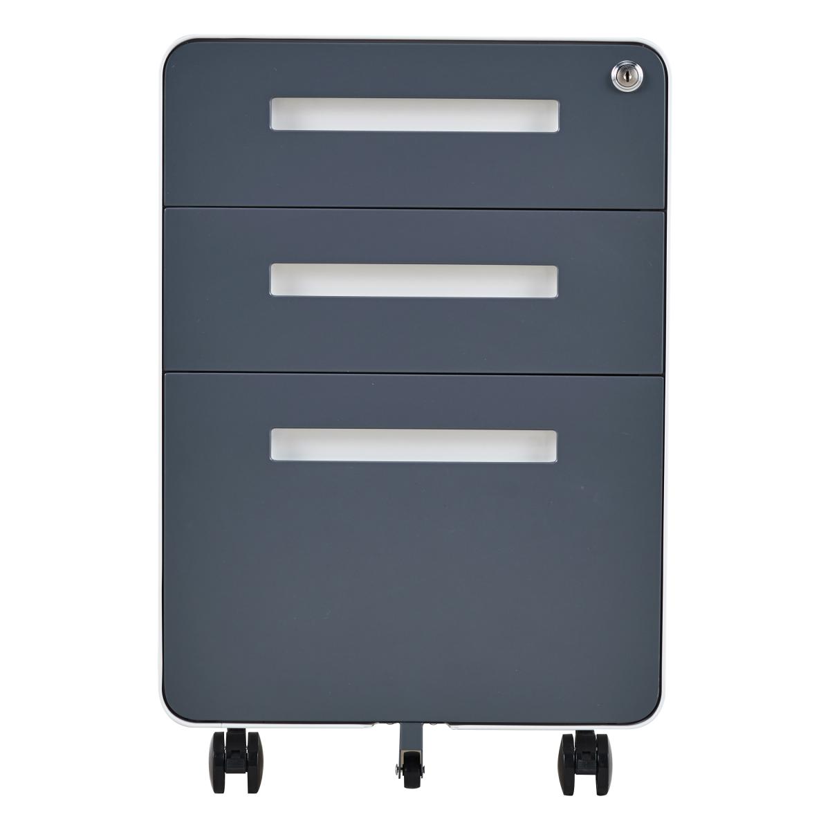 オフィスワゴン キャスター付き 3段オールロック - グレー