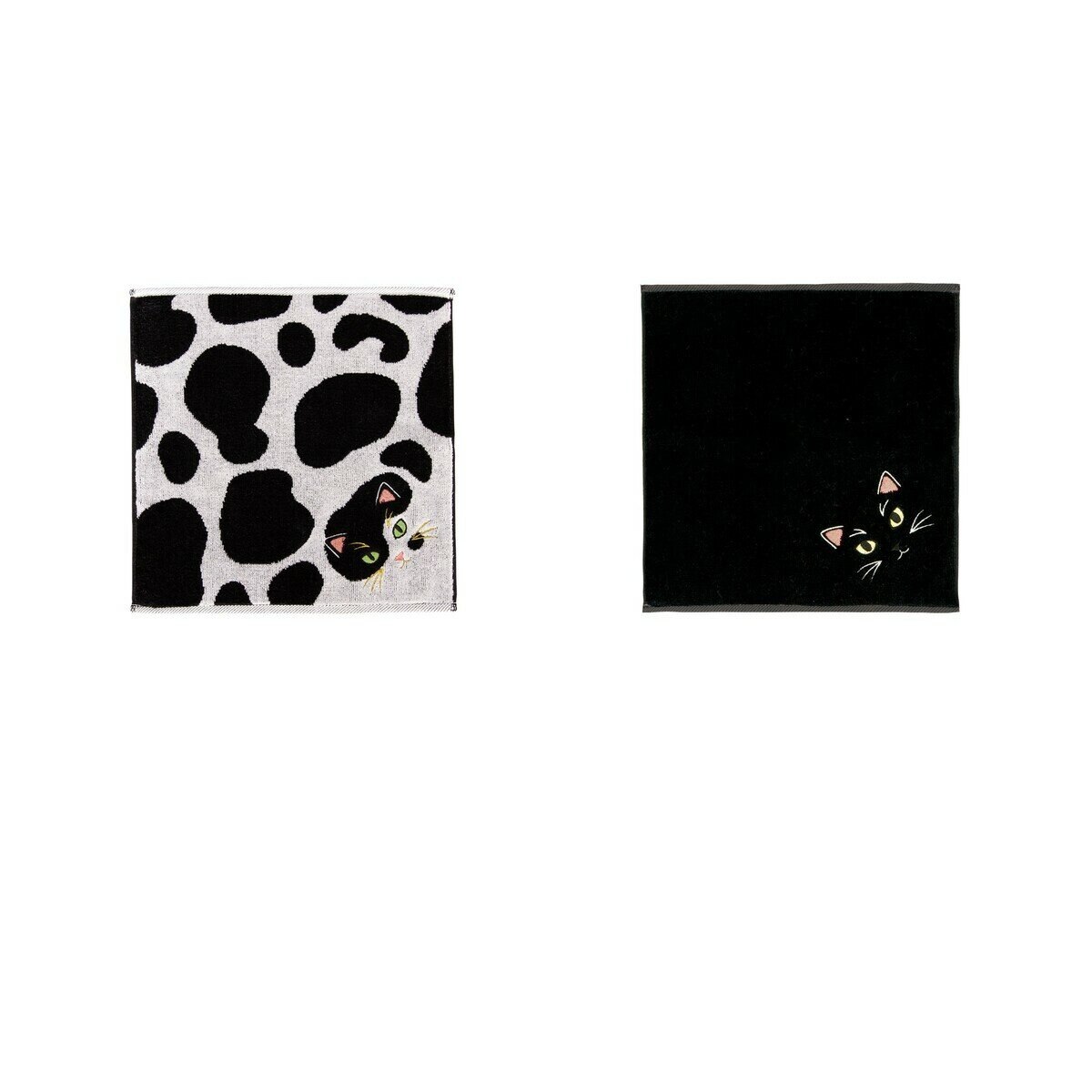 Uchinoko うちのニャンコ毛並ハンカチ 25cm x 25cm 4枚組 ぶち/黒猫