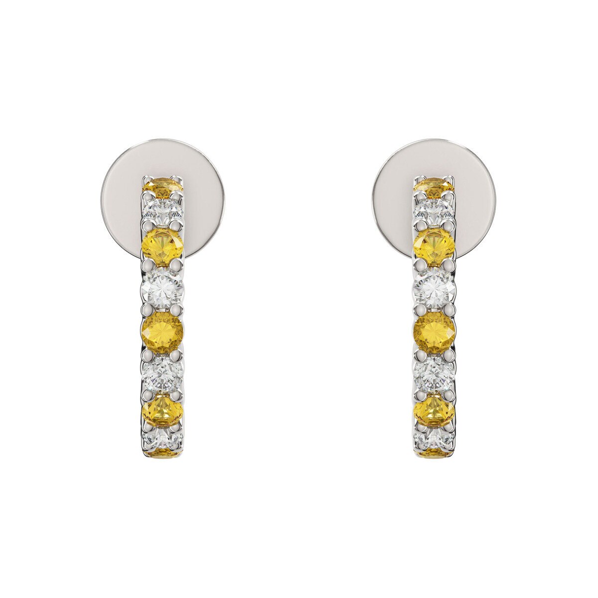 14K ホワイトゴールド 0.29カラット ダイヤモンド / シトリン Jフープピアス