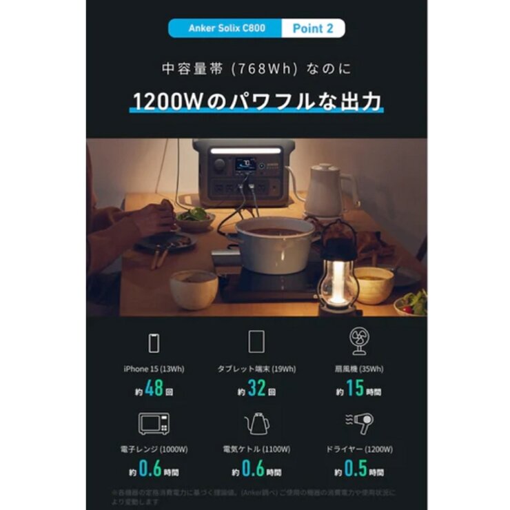 Anker（アンカー）Solix C800 ポータブル電源 A17535Z1 ダークグレー 容量768Wh