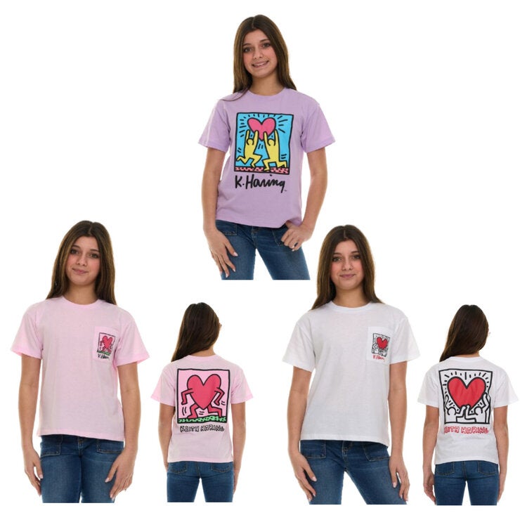 キース ヘリング キッズ 半袖 Tシャツ 3枚組 アイボリー/ピンク/ラベンダー XL キース ヘリング キッズ 半袖 Tシャツ 3枚組 アイボリー/ピンク/ラベンダー XL