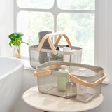 メッシュワイヤーバスケット 2個セット（木製取っ手付き）