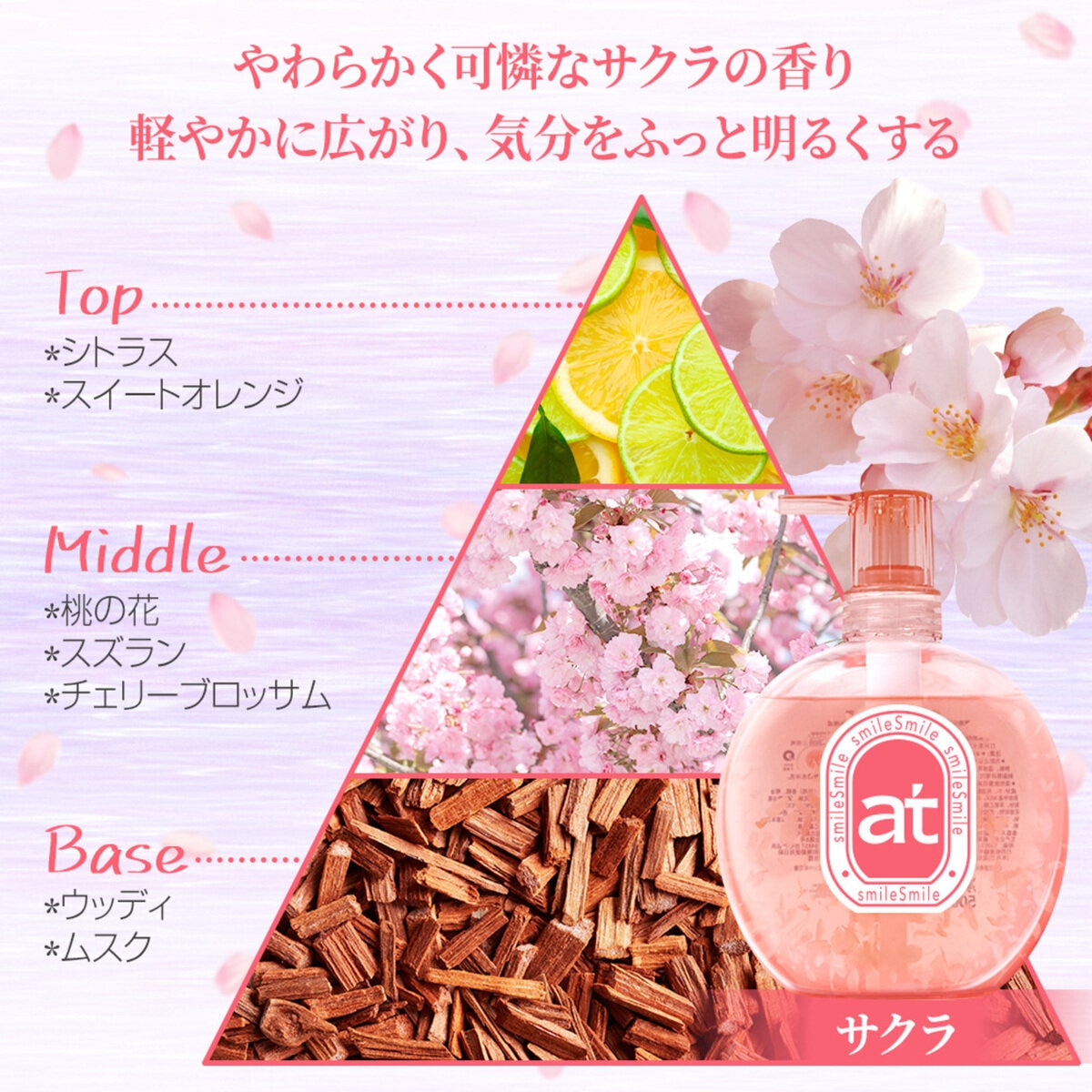 at (アット) ハンド＆ボディウォッシュ ジャスミンの香り サクラの香り セット 各1本 500ml