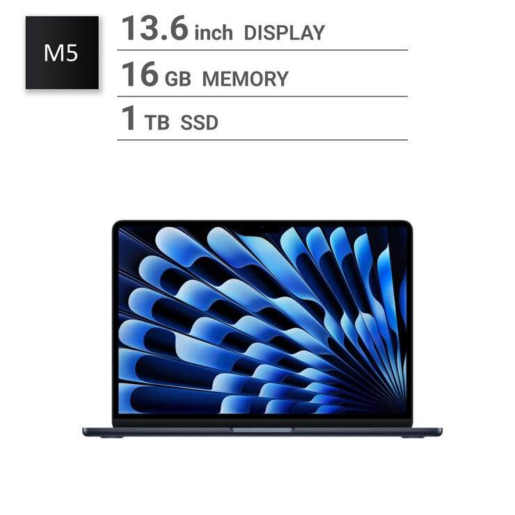 13インチMacBook Air 10コアCPUと8コアGPU M4ミッドナイト Apple 13インチMacBook Air: 10コアCPUと8コアGPUを搭載したApple M4