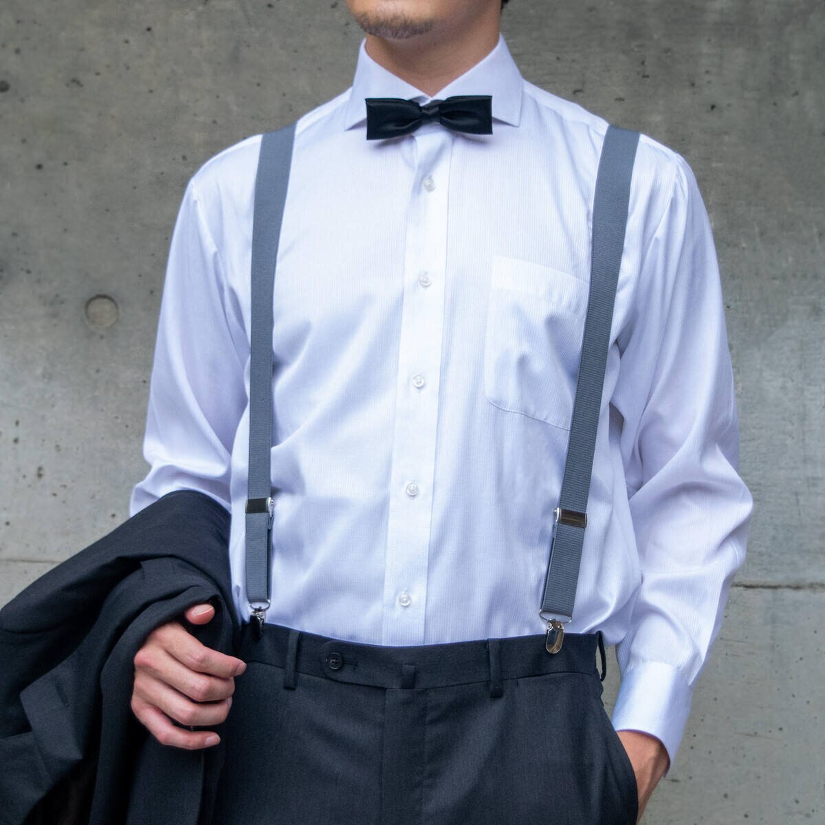 サスペンダー グレー