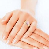 18K イエローゴールド ローズクォーツ リング