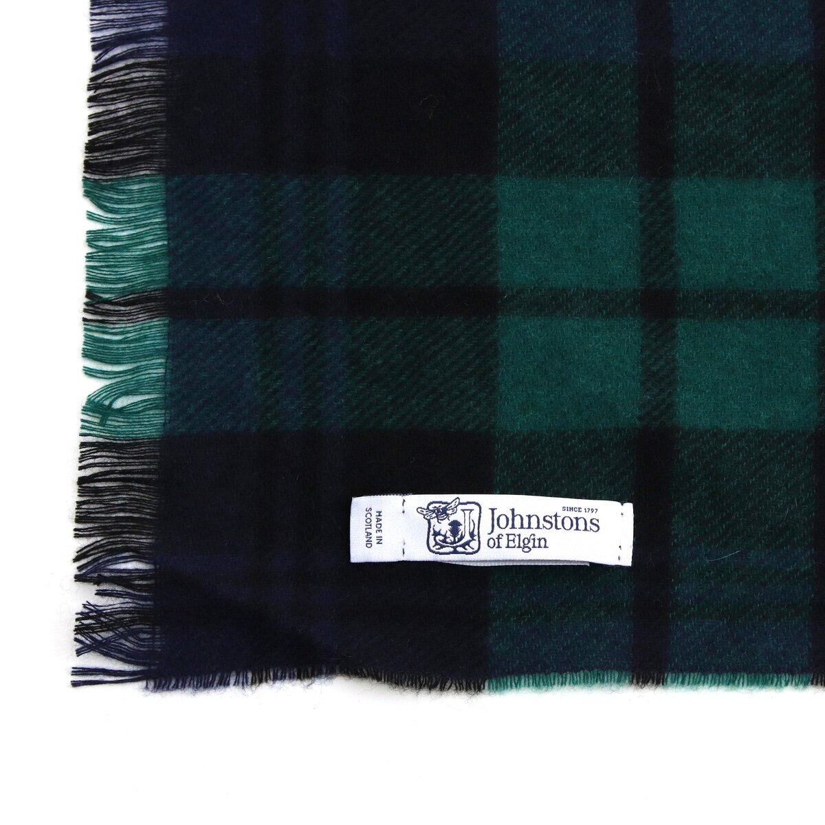 ジョンストンズ カシミヤ スカーフ ブラックウォッチ 180x70 cm