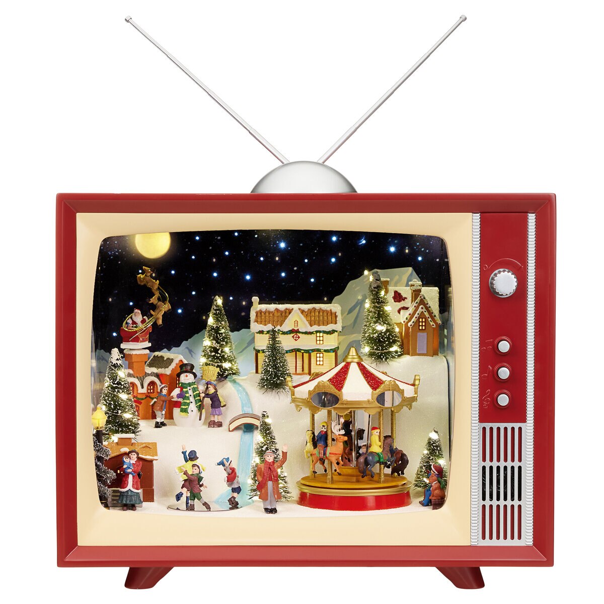 クリスマス レトロ TV ライト & ミュージック付