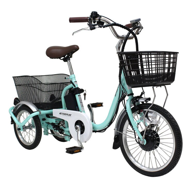 MIMUGO ノーパンク ロータイプ 電動アシスト三輪自転車 GR ライトグリーン