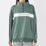 オーシャンパシフィック レディース ハーフジップ スウェットシャツ カーキ M