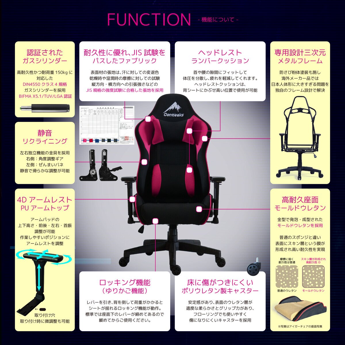 コンティークス ゲーミングチェア ローザ ピンク