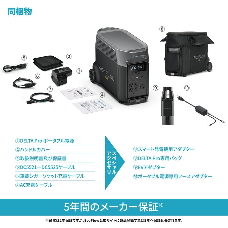 EcoFlow(エコフロー) 大容量ポータブル電源 DELTA PRO コストコオリジナルセット 容量3,600Wh
