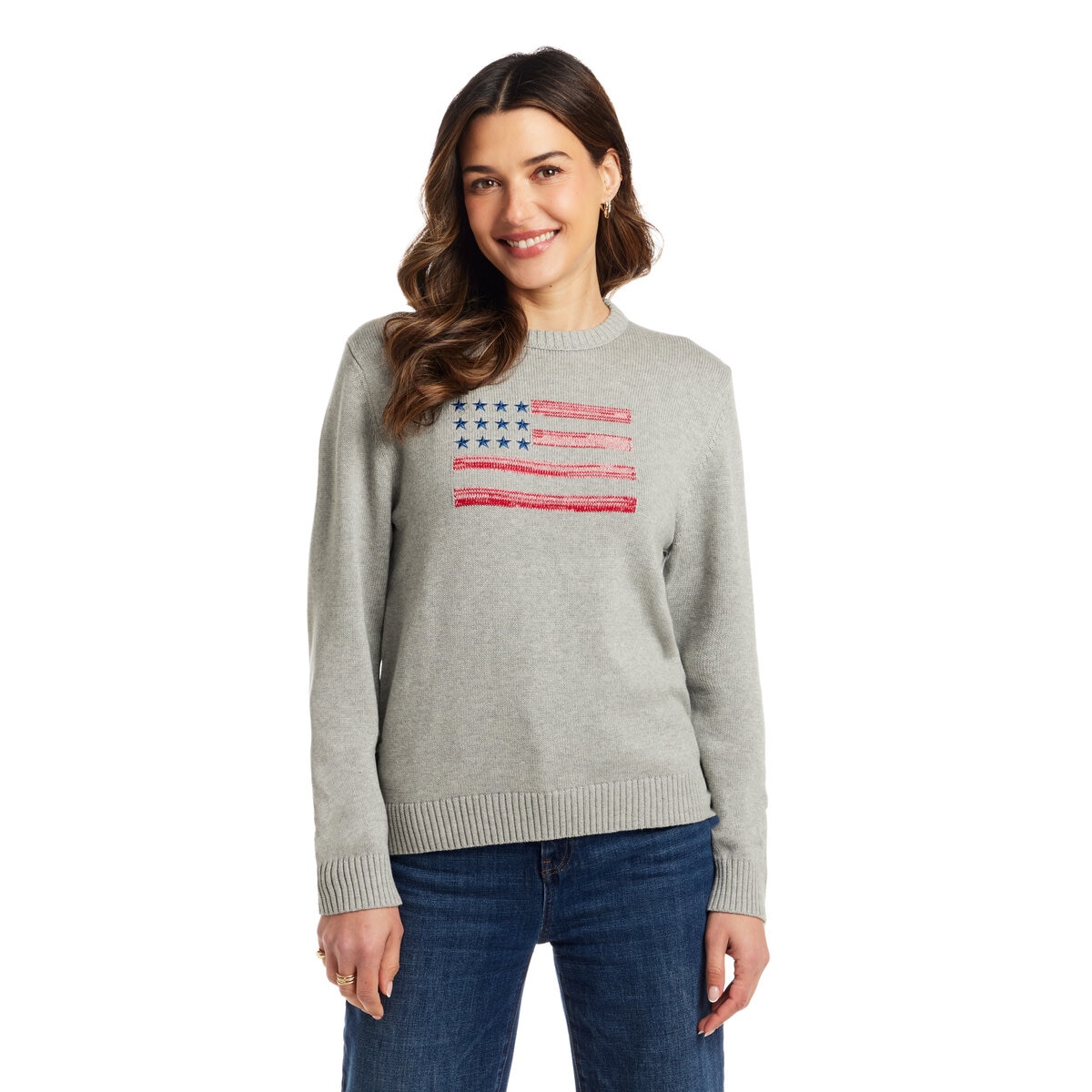 ウェザー プルーフ ビンテージ ウィメンズ フラッグ セーター ライトグレーヘザー M