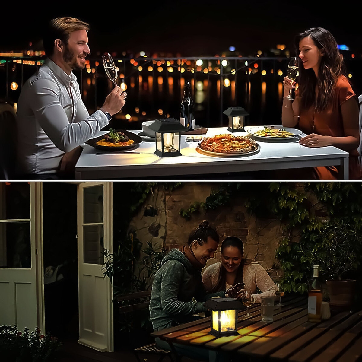 トレードワン ソーラー充電式 アンティークガーデンライト Lサイズ(エジソン電球型) ４個セット