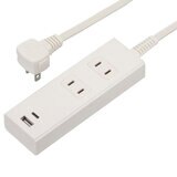 オーム電機 2口 PD対応USBポート付きタップ 　1m ホワイトHS-TU21PD23-W