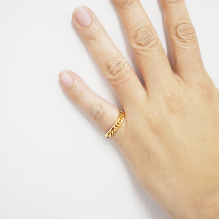 K18 6面ダブル喜平リング　4.5mm幅 20号