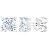 14K ホワイトゴールド 1.00カラット 花柄 ダイヤモンド イヤリング