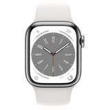 Apple Watch Series8 GPS+Cellular 41mm シルバーステンレススチールケースとホワイトスポーツバンド