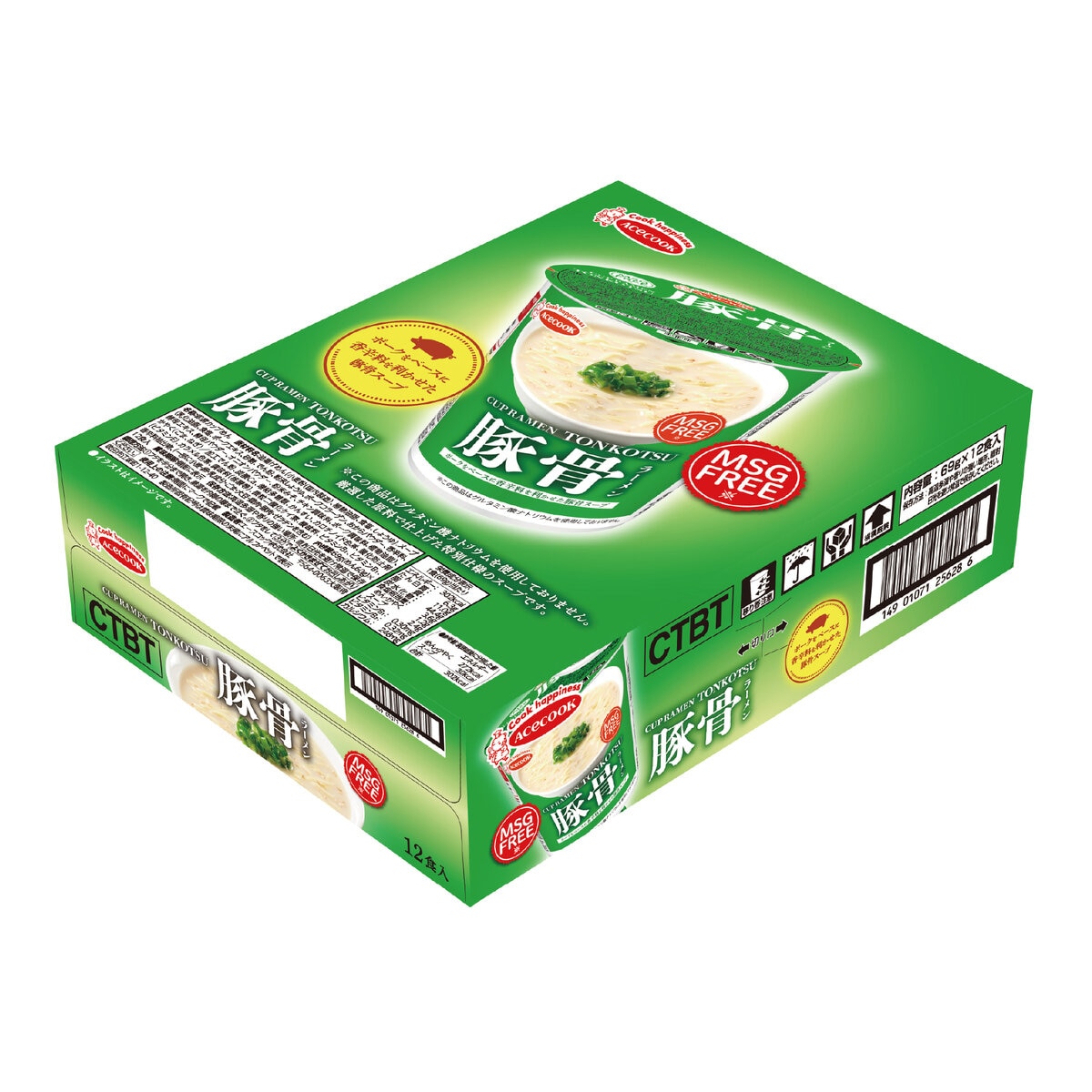 エースコック MSGフリー カップラーメン 豚骨味 12食
