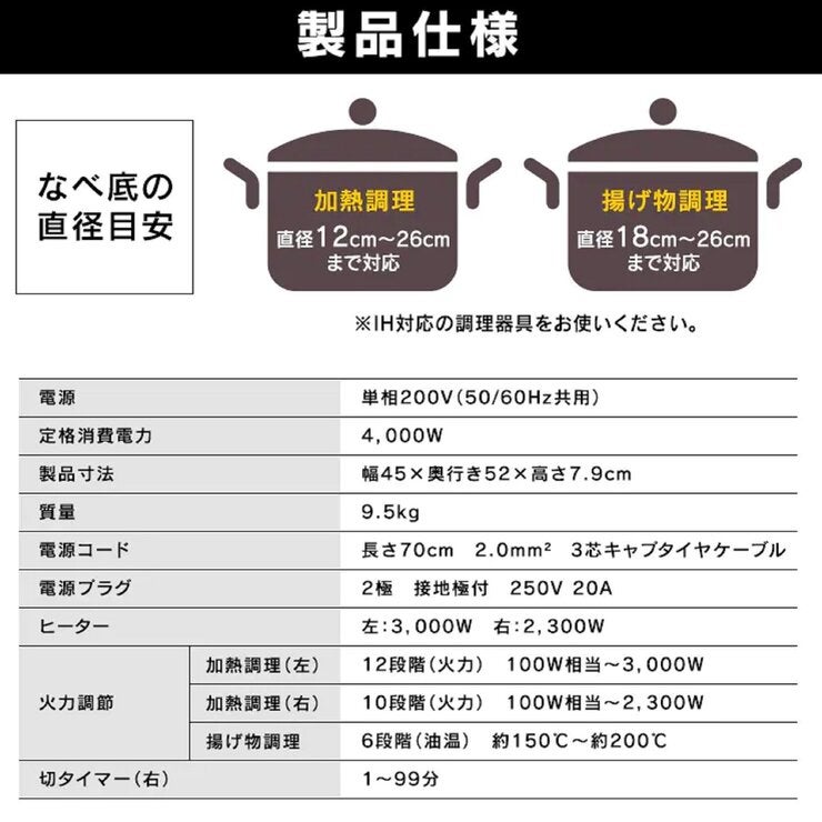 アイリスオーヤマ ビルトイン IHクッキングヒーター 2口 PIHD4522 アイリスオーヤマ ビルトイン IHクッキングヒーター 2口 PIHD4522