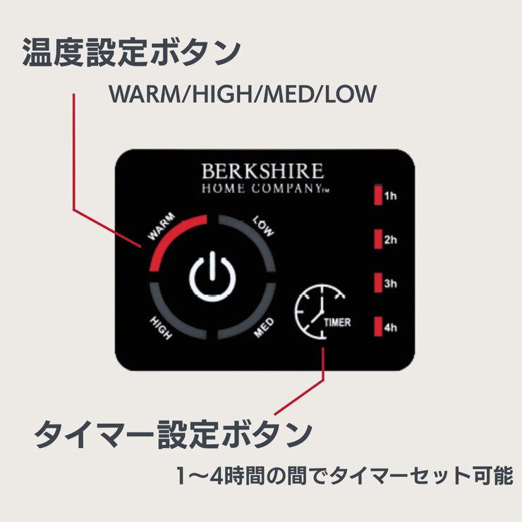 BERKSHIRE 電気大判ひざ掛け 127cm x 152cm ペブルグレー
