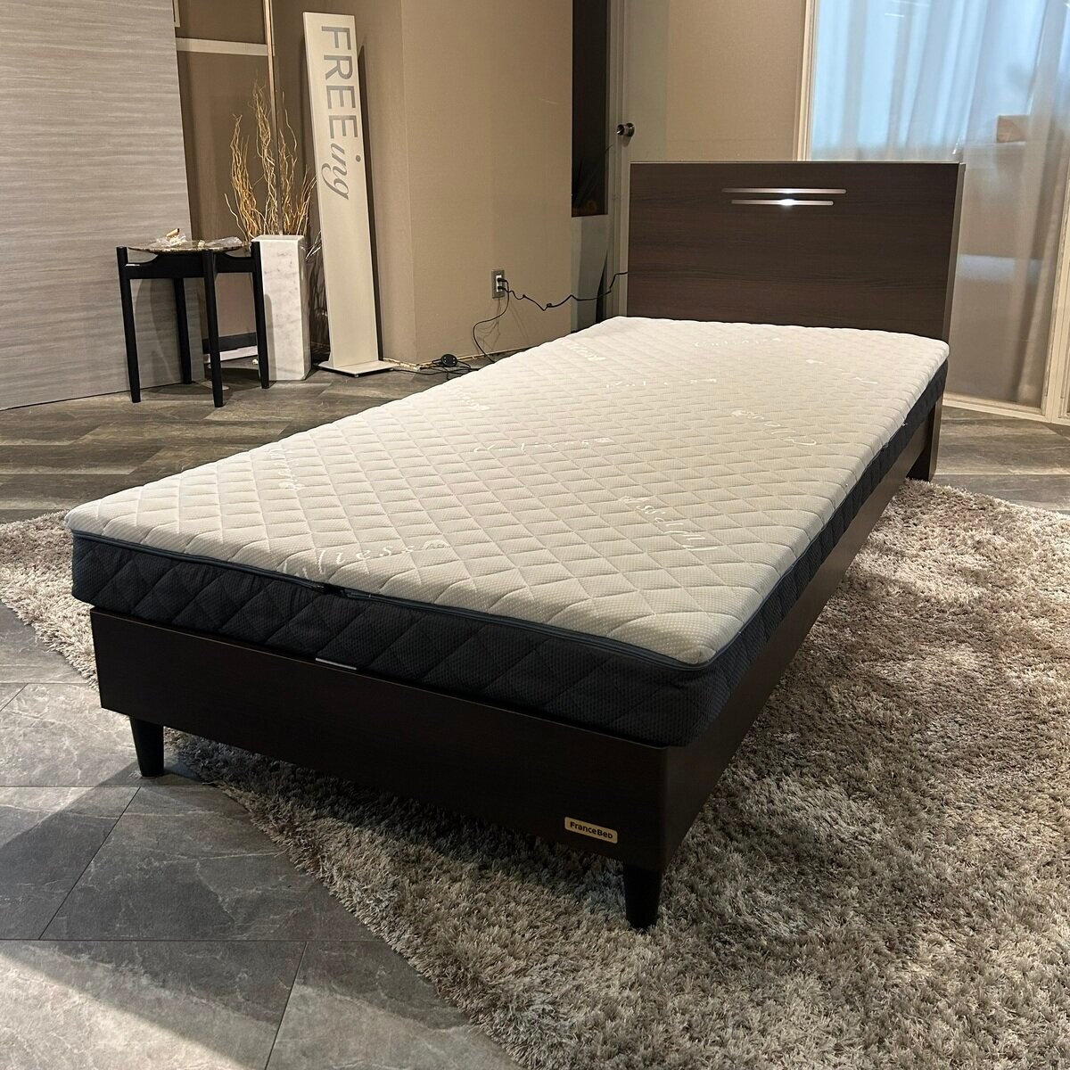 フランスベッド CCⅡフレーム/マットレス　クイーンセット (SS 2台) ダークブラウン