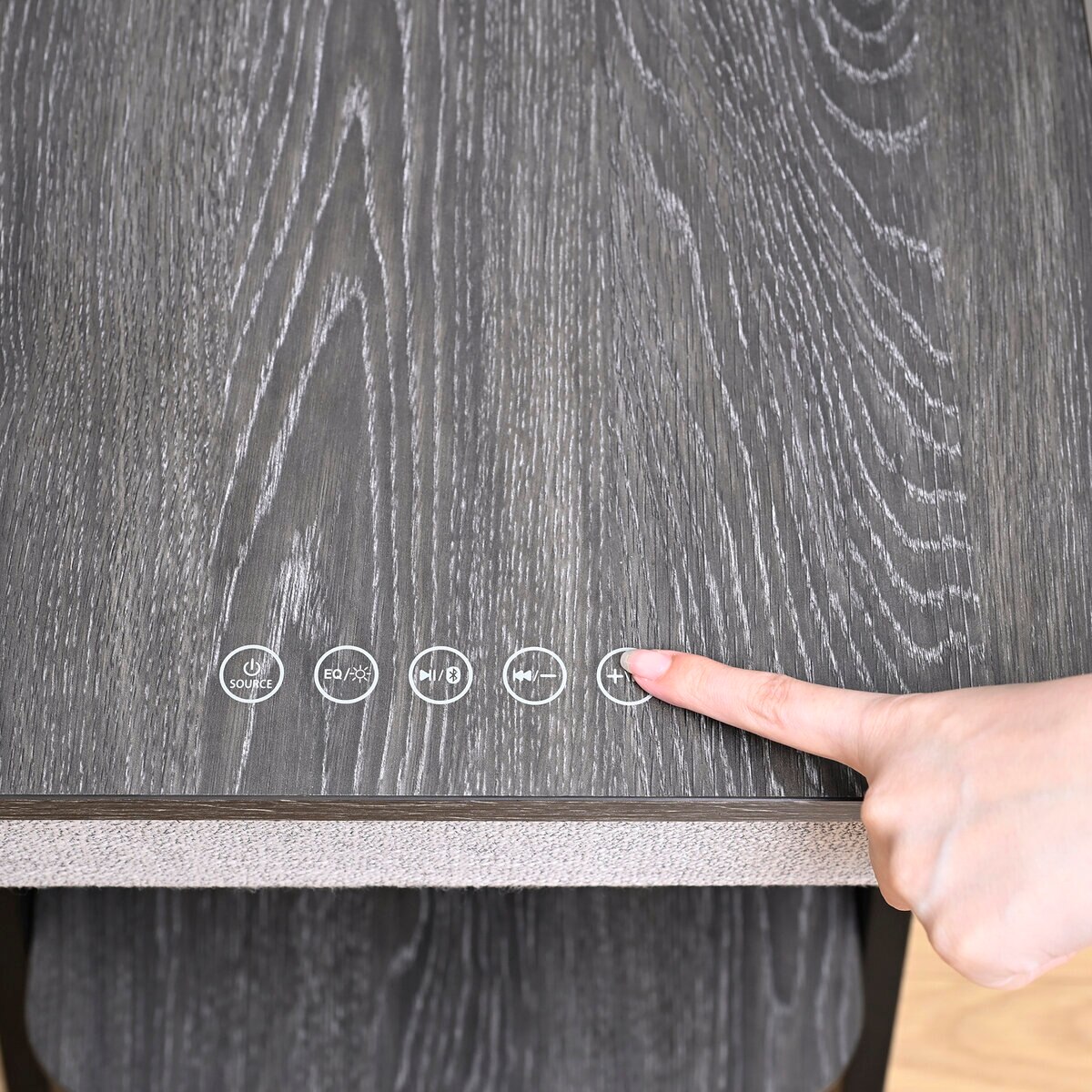 YAMAZEN スピーカー付きサイドテーブル グレー