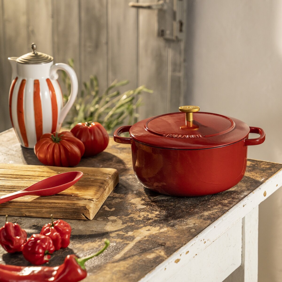 バッラリーニ ベラモンテ鋳物ほうろう鍋 22 cm, ラウンド, グリーン