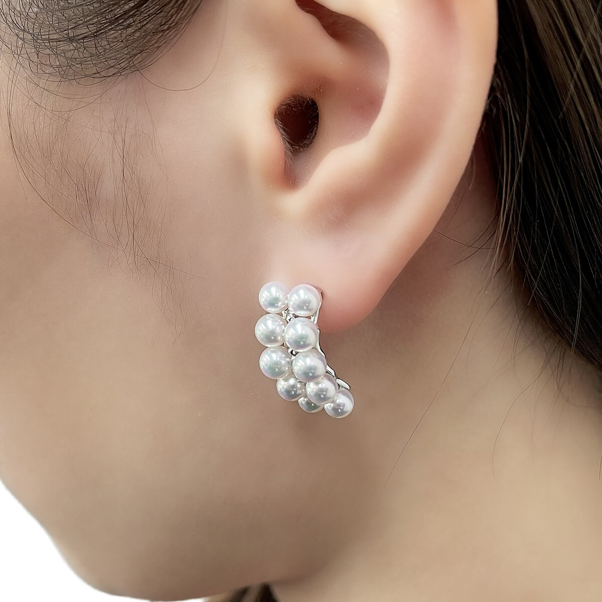 あこやパール 18Kホワイトゴールド W5連ピアス 4mm-4.5mm /SHW0267