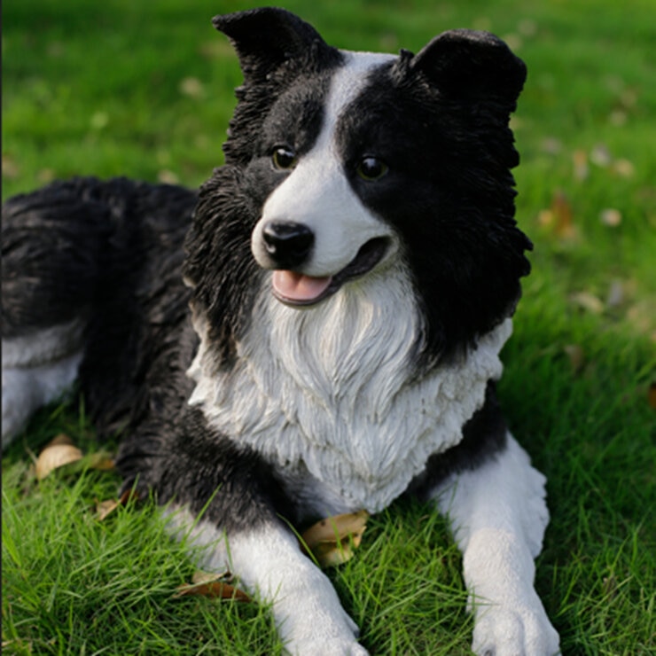 ウービア うつぶせボーダーコリーの置物 H21032