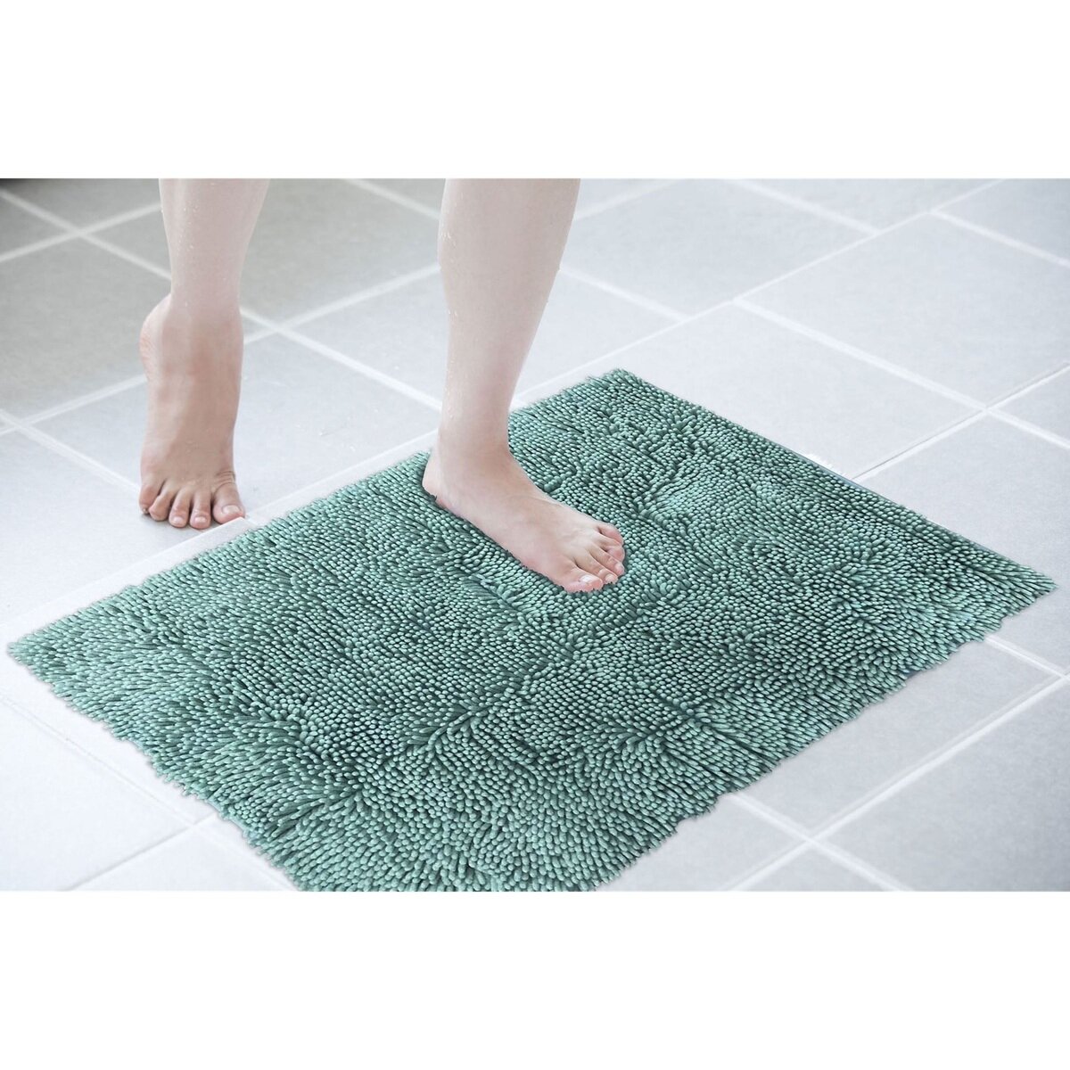 シェニール 吸水マイクロファイバー バスマット 60cm x 90cm グレー