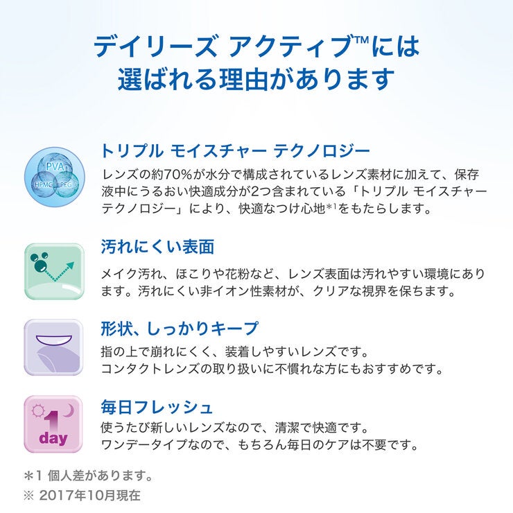 デイリーズ アクティブ™ 35枚入り (ベースカーブ 8.7) デイリーズ アクティブ™ 35枚入り (ベースカーブ 8.7)