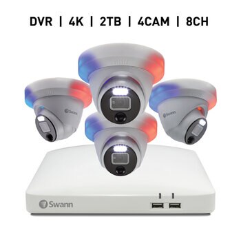 SWANN 8CH 4K DVRシステム 2TB Enforcer ドーム型 カメラ4個