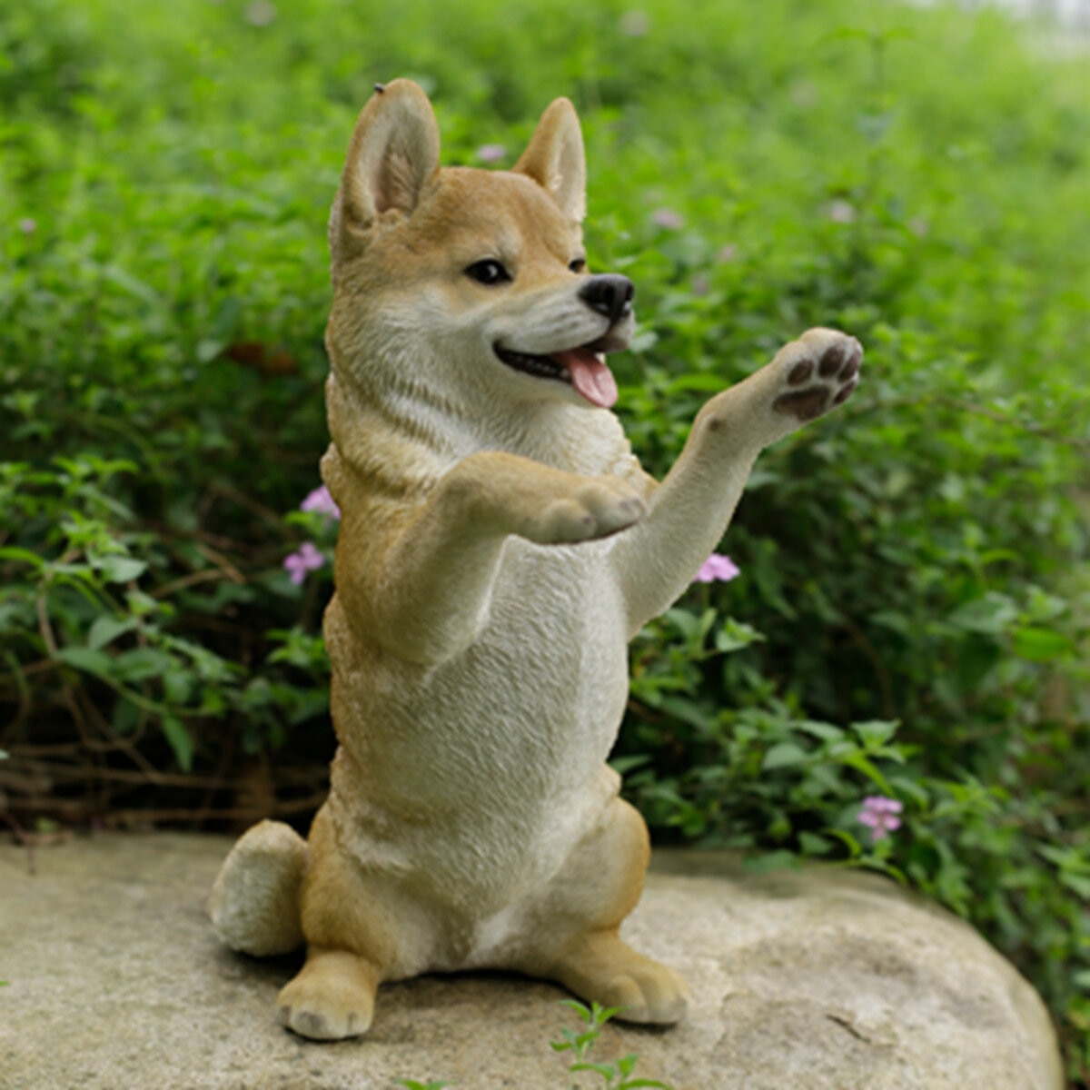 ウービア 手をあげる柴犬の置物H21048