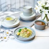 スープマグ & プレート 8個 ホワイト/グレー