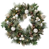 クリスマスリース 直径約76cm LEDライト付き ホワイト