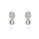 18K ホワイトゴールド あこやパール & ダイヤモンド 0.04カラット ピアス HSSYW-4807