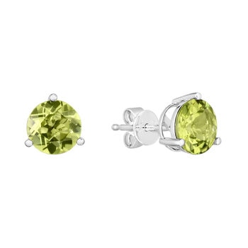 14K ホワイトゴールド 7mm ペリドット ピアス