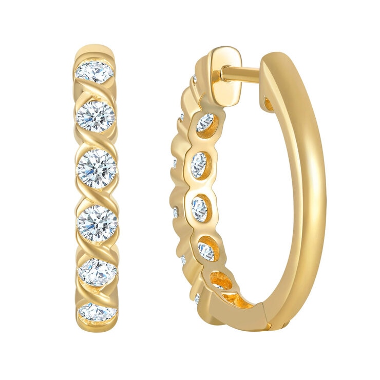 14K イエローゴールド 0.50カラット ダイヤモンド フープピアス