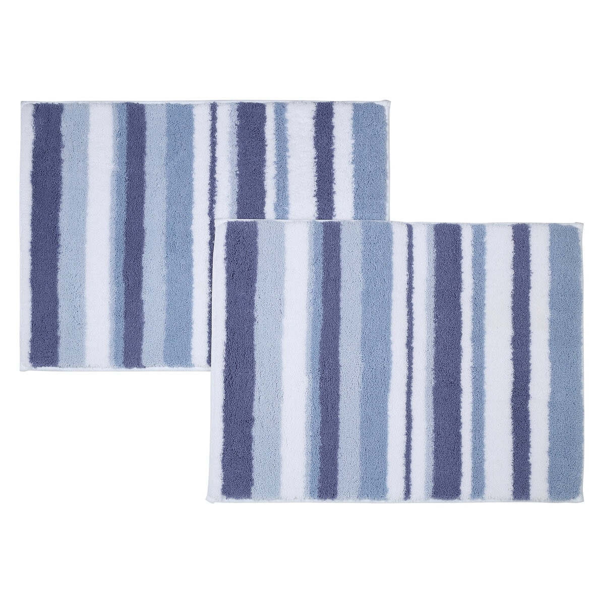 WELHOME バスラグ 45cm x 60cm 2個パック ブルーストライプ