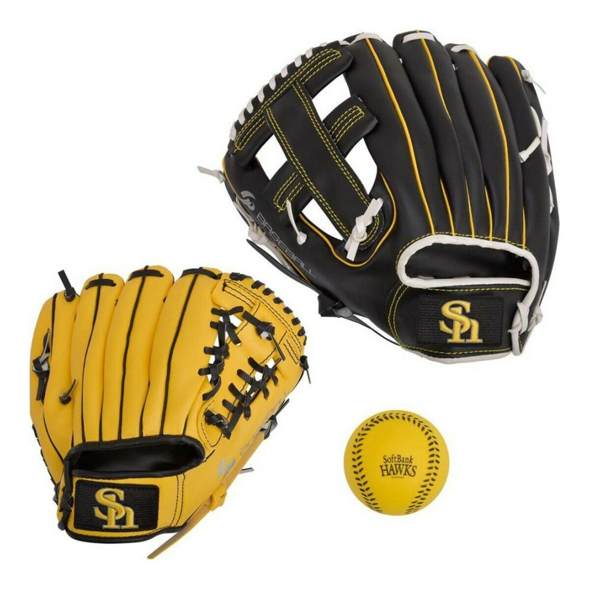 親子キャッチボールグローブセット やわらかボール付 大人-左投げ, 子供-右投げ 福岡ソフトバンクホークス