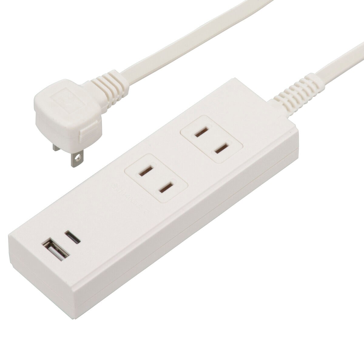 オーム電機 2口 PD対応USBポート付きタップ 　1m ホワイトHS-TU21PD23-W