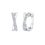 18K ホワイトゴールド 0.25カラット X フープ ピアス