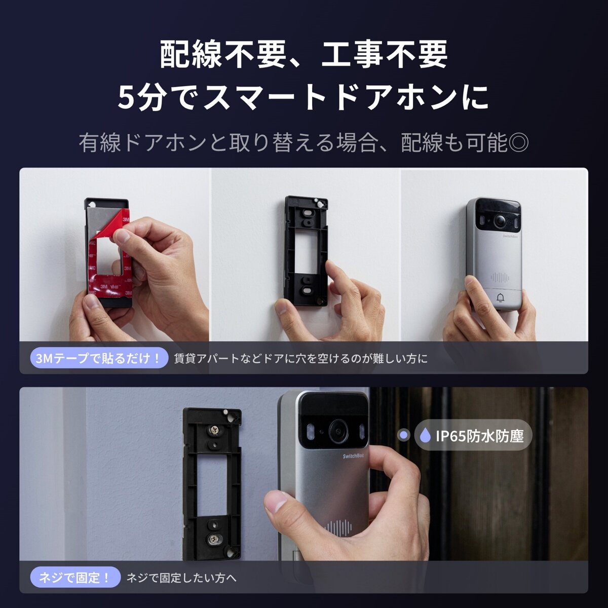 スイッチボット スマートテレビドアホン&増設モニターセット W6802000x2-W6702001