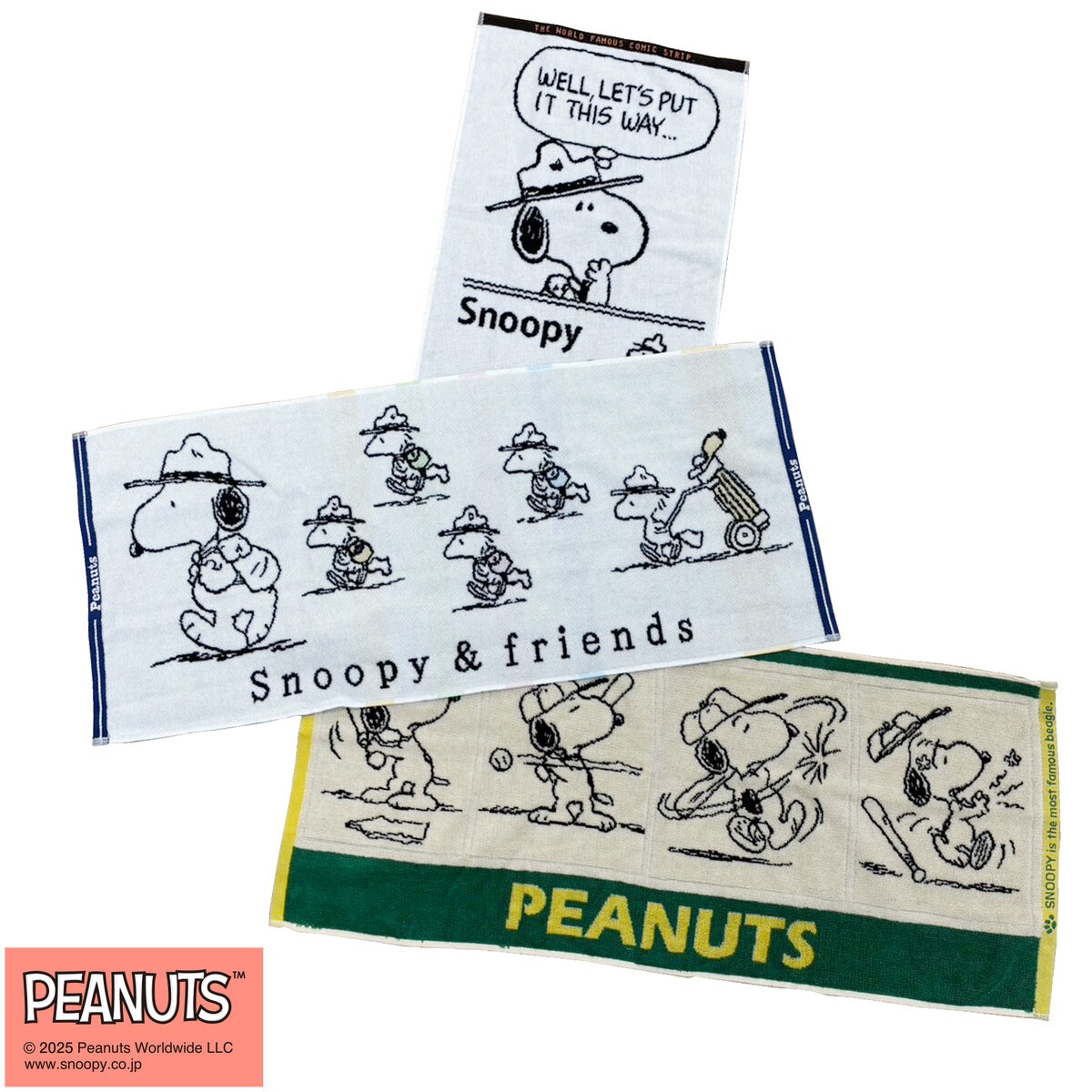 西川　スヌーピーフェイスタオル３枚セット 34x80cm