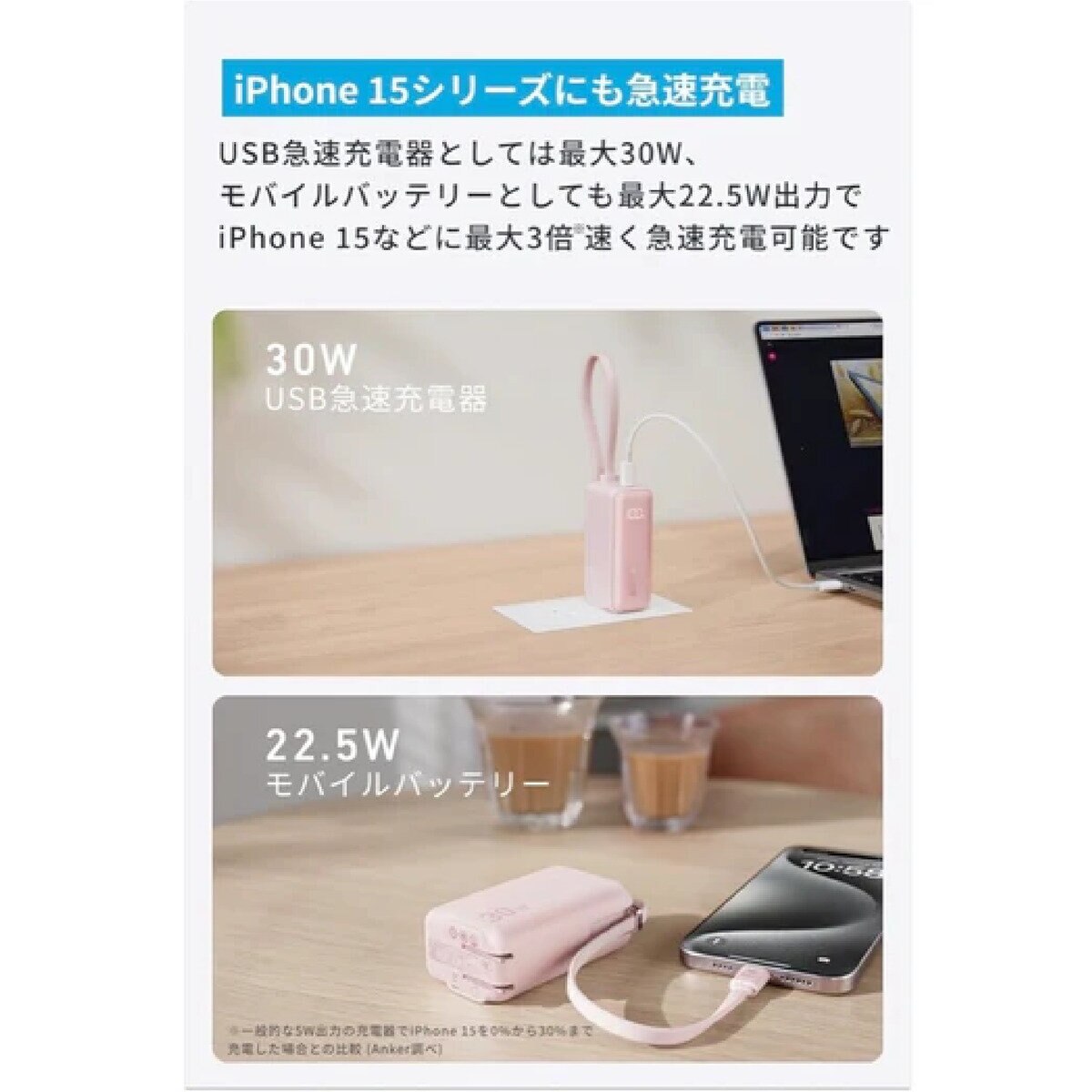 Anker（アンカー）モバイルバッテリー 最大30W USB－C ケーブル　ホワイト A1636N21