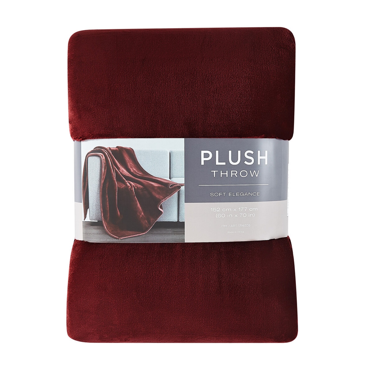 フランネル 大判ひざ掛け 152cm x 177cm ワイン